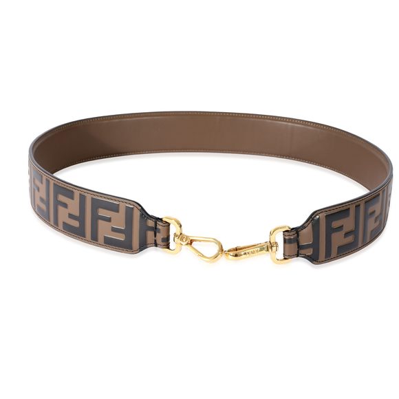 Fendi Brown Black Leather FF Zucca 'Strap You' Strap - Picture 2 of 3
